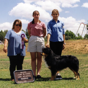 Bowen winning Reserve Winners Dog under ASCA Senior Breeder Judge Lori Acierto at NAASA, June 18, 2000. Photo by Kristin Rush