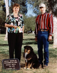 Daisy getting a leg on her ASCA CD title under Judge Sandy Rees at the ASCAZ Silver Specialty, Queen Creek AZ, Nov 1999