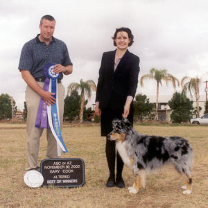 Jazz winning Altered Winners Dog and Altered Best of Winners under Judge Gary Cook at the ASCAZ Silver Specialty, 11.30.2002
