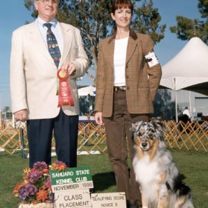 Jazz winning second place in Novice B at the Sahuaro State KC show, November 1998
