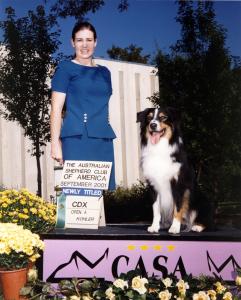 Cody finishing his ASCA CDX at the 2001 ASCA Nationals in Greeley, CO, September 20, 2001.          